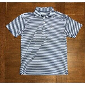 Men’s Rhoback Size S Blue And White Striped Performance Golf Polo